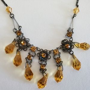 Gorgeous Antique Citrine Glass Necklace Choker